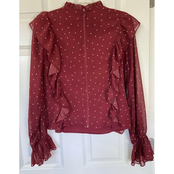 SHOWPO Moving Spots Sheer Sleeves Ruffle Front Top - Picture 2 of 5